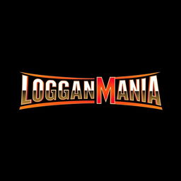 'LOGANMANIA' spelled out in the style of the classic WrestleMania logo, featuring bold, dynamic, and dramatic lettering