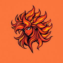 A vibrant and dynamic illustration of a character with fiery hair, resembling wild flames