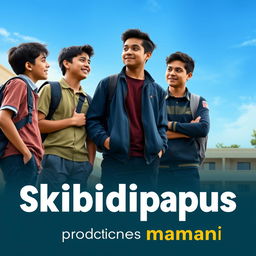 Una portada para la película "Skibidipapus", que muestra a seis estudiantes adolescentes masculinos de piel morena