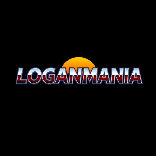 A logo featuring the text 'LOGANMANIA' in a chrome font style, with a sunset gradient seamlessly transitioning across each letter