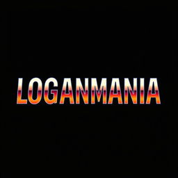 A logo featuring the text 'LOGANMANIA' in a chrome font style, with a sunset gradient seamlessly transitioning across each letter