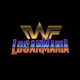 A retro WWF WrestleMania style logo with the text 'LOGANMANIA', showcasing the iconic font and design elements from classic WrestleMania graphics