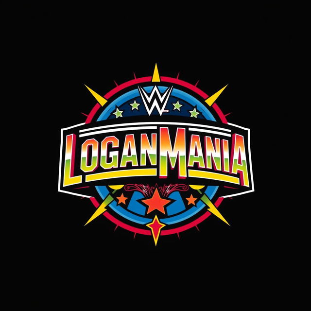 A retro WWF WrestleMania style logo with the text "LOGANMANIA" in bold, vintage typography