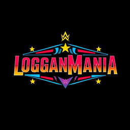 A retro WWF WrestleMania style logo with the text "LOGANMANIA" in bold, vintage typography