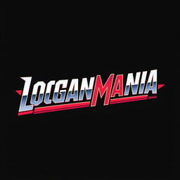 A logo design for "LOGANMANIA" inspired by the 1980s WrestleMania aesthetic