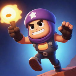 A vivid depiction of Sandy from Brawl Stars performing his main attack, illuminated by the evocative hues of a night palette.