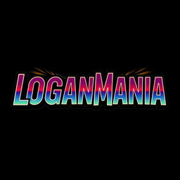 A retro-style logo that mimics the iconic 1980s WWF wrestling logo featuring the word "LOGANMANIA"