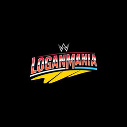 A retro-style logo that mimics the iconic 1980s WWF wrestling logo featuring the word "LOGANMANIA"