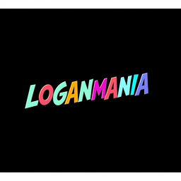 A vibrant and colorful logo design reading "LOGANMANIA" in a 1980s cartoon style