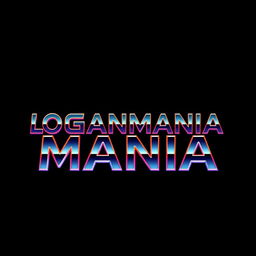 Logo design with the text "LOGANMANIA" in a vibrant and bold oon style