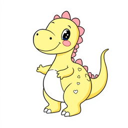 A cute, cartoon-style dinosaur with a friendly smile, designed for a coloring book