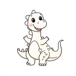 A cute, cartoon-style dinosaur with a friendly smile, designed for a coloring book