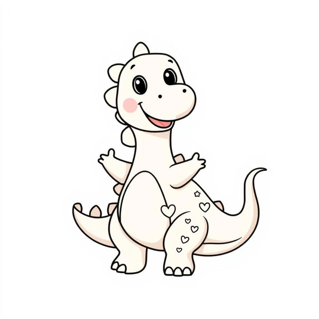 A cute, cartoon-style dinosaur with a friendly smile, designed for a coloring book