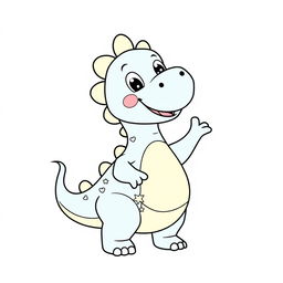 A cute, cartoon-style dinosaur with a friendly smile, designed for a coloring book