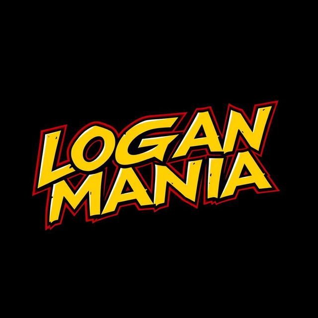 A bold and dynamic logo featuring jagged letters spelling "LOGAN MANIA"