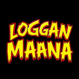 A logo featuring jagged letters spelling "LOGAN MANIA" in a dynamic and eye-catching style