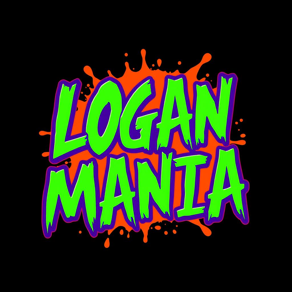 Design a logo featuring jagged letters spelling "LOGAN MANIA"