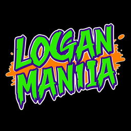 Design a logo featuring jagged letters spelling "LOGAN MANIA"