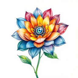 A stunning flower intricately crafted from mechanical elements, illustrated in a watercolor style over a blank canvas