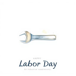 A minimalist watercolor illustration of a single industrial tool, such as a wrench or bolt, symbolizing Labor Day and its connection to an industrial supplies company