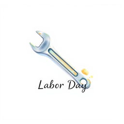 A minimalist watercolor illustration of a single industrial tool, such as a wrench or bolt, symbolizing Labor Day and its connection to an industrial supplies company