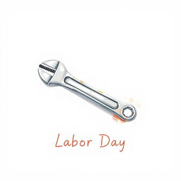 A minimalist watercolor illustration of a single industrial tool, such as a wrench or bolt, symbolizing Labor Day and its connection to an industrial supplies company