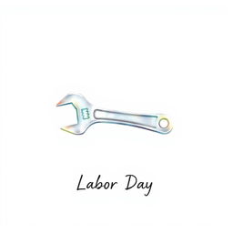 A minimalist watercolor illustration of a single industrial tool, such as a wrench or bolt, symbolizing Labor Day and its connection to an industrial supplies company