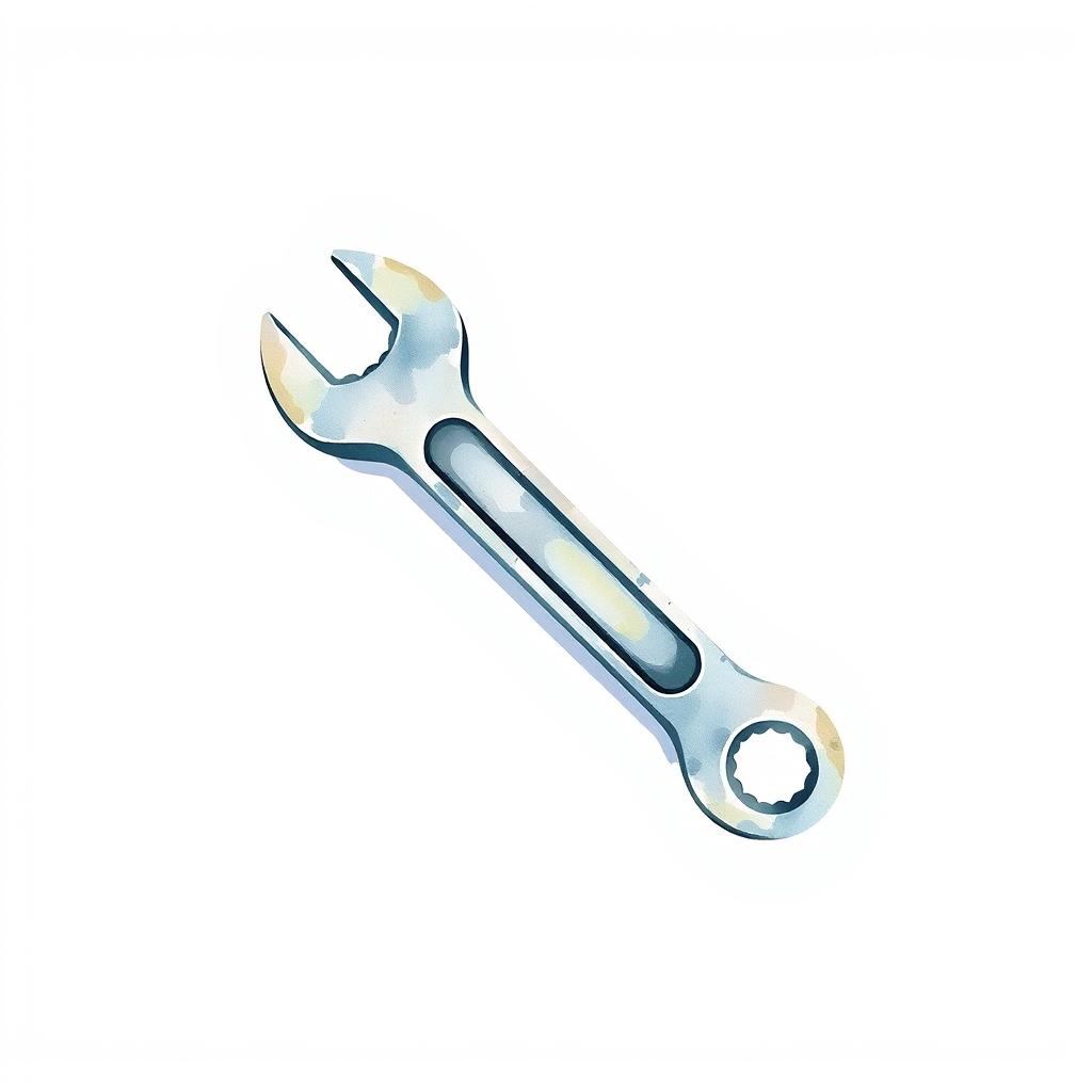 A minimalist watercolor illustration of a single industrial tool, such as a wrench or bolt, symbolizing Labor Day and its connection to an industrial supplies company