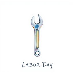 A minimalist watercolor illustration of a single industrial tool, such as a wrench or bolt, symbolizing Labor Day and its connection to an industrial supplies company