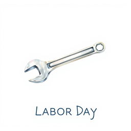 A minimalist watercolor illustration of a single industrial tool, such as a wrench or bolt, symbolizing Labor Day and its connection to an industrial supplies company