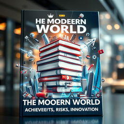 A visually striking book cover illustrating 'The Modern World: Achievements, Risks, Innovations'