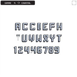 A pixel art font designed for use in a Unity game, displayed on a white background