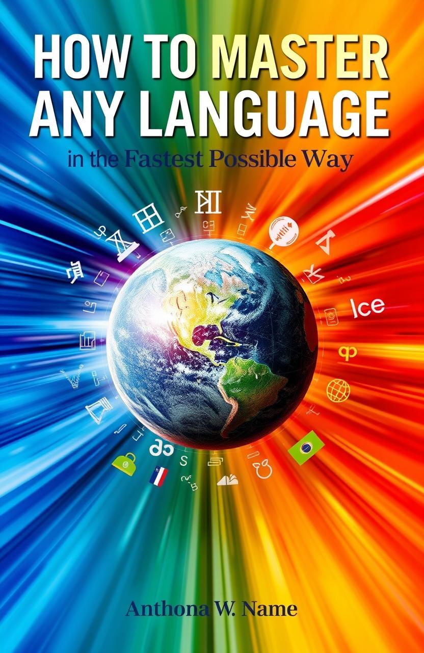 A captivating book cover for "How to Master Any Language in the Fastest Possible Way"