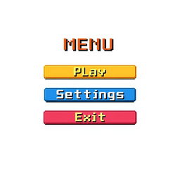 A pixel art style UI menu for a Unity game, set on a white background