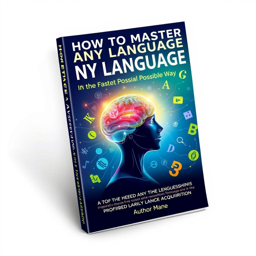 An eye-catching book cover for "How to Master Any Language in the Fastest Possible Way"