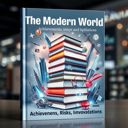 A visually striking book cover illustrating 'The Modern World: Achievements, Risks, Innovations'