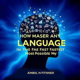 A striking book cover for "How to Master Any Language in the Fastest Possible Way"