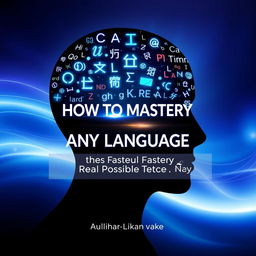 A striking book cover for "How to Master Any Language in the Fastest Possible Way"