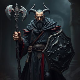 A human cleric devoted to Bhaal, the god of murder, portrayed as a formidable and enigmatic figure