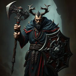 A human cleric devoted to Bhaal, the god of murder, portrayed as a formidable and enigmatic figure