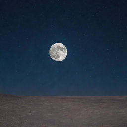 A mesmerizing view of the moon, rich with craters and surrounded by a blanket of stars against the canvas of the midnight sky.