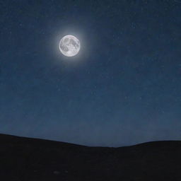 A mesmerizing view of the moon, rich with craters and surrounded by a blanket of stars against the canvas of the midnight sky.