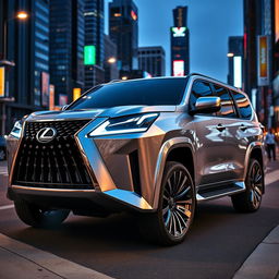 A futuristic 2025 Lexus GX truck, showcasing a sleek and modern design