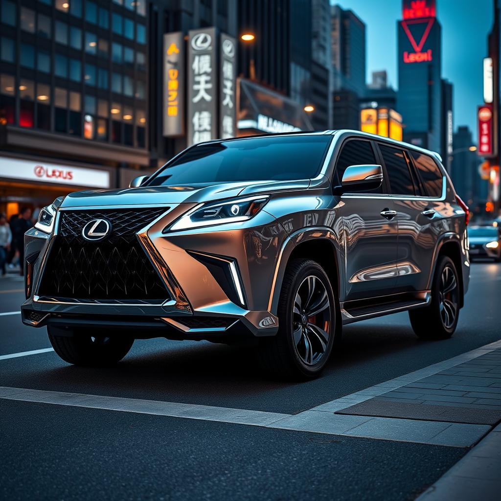 A futuristic 2025 Lexus GX truck, showcasing a sleek and modern design