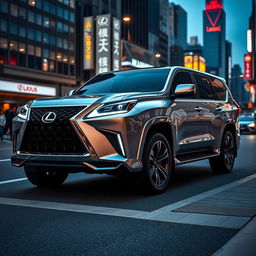 A futuristic 2025 Lexus GX truck, showcasing a sleek and modern design