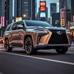 A futuristic 2025 Lexus GX truck, showcasing a sleek and modern design