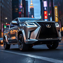 A futuristic 2025 Lexus GX truck, showcasing a sleek and modern design