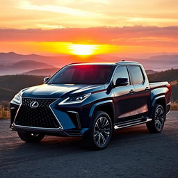 A futuristic 2025 Lexus GX pickup truck, featuring an advanced and sleek design