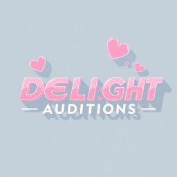 A beautiful and eye-catching logo design for a Kpop group featuring the large writing "DELIGHT AUDITIONS"