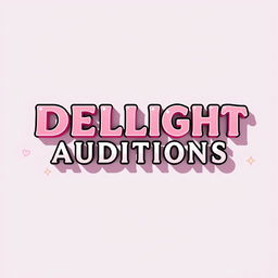 A beautiful and eye-catching logo design for a Kpop group featuring the large writing "DELIGHT AUDITIONS"